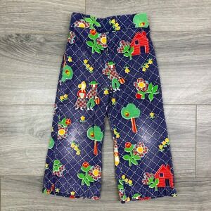 Vintage Health-Tex 3T Corduroy Pants Folk Farm Print USA Made Toddlerwear